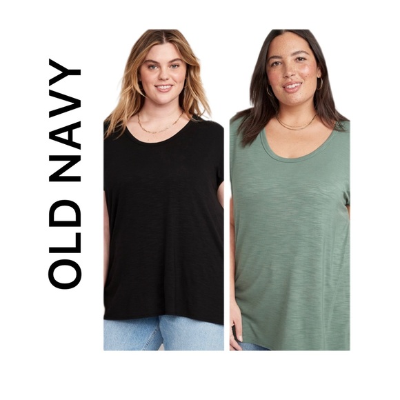 Old Navy Women's Short Sleeve Tees - Black and Green - Picture 1 of 15